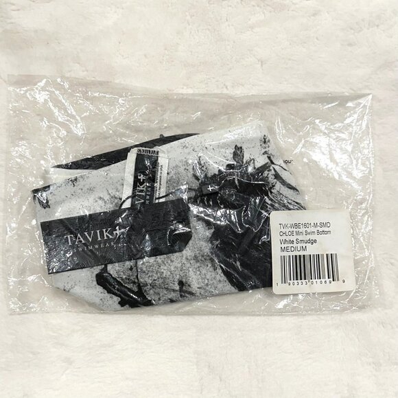 NWT Tavik Chloe Mini Cutout Swim Bottom in White Smudge - Medium - Picture 4 of 8